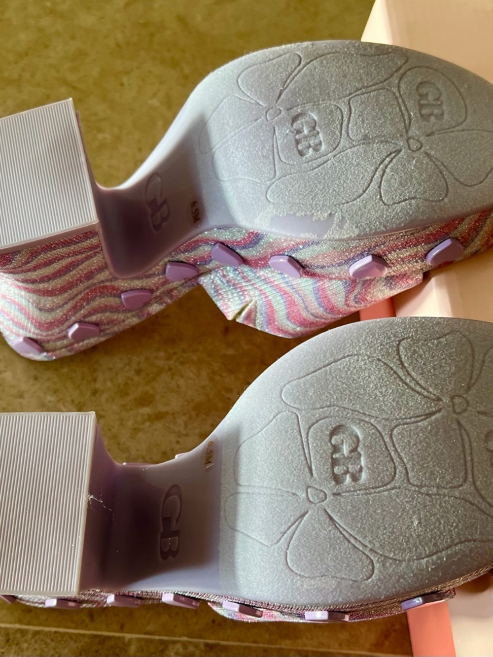 Gianni Bini Pink and Purple Heart-String Sandals - Picture 6 of 7